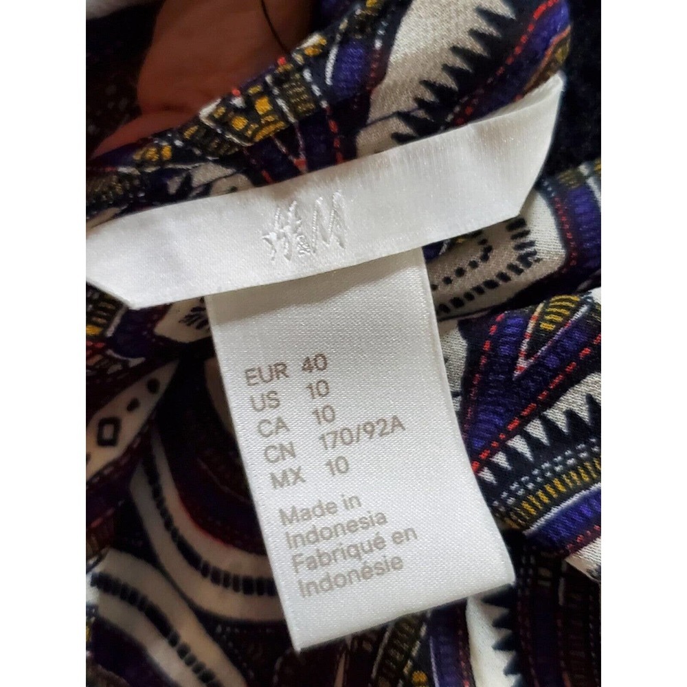 H&M Women's Multicolor 100% Polyester V-Neck Sleeveless Casual Pullover Shirt 10 - Picture 8 of 11